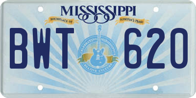 MS license plate BWT620