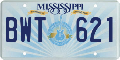 MS license plate BWT621