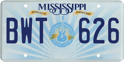 MS license plate BWT626