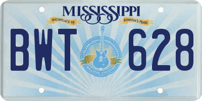MS license plate BWT628