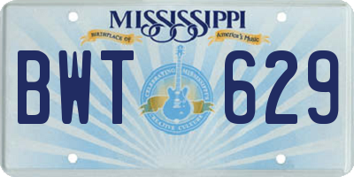MS license plate BWT629