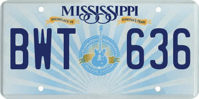 MS license plate BWT636