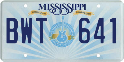 MS license plate BWT641