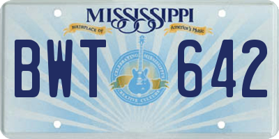 MS license plate BWT642