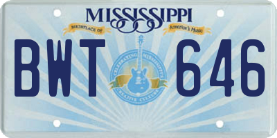 MS license plate BWT646