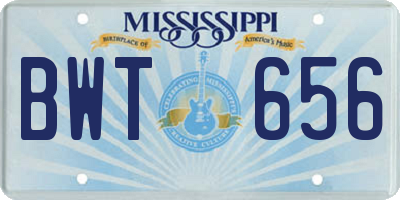 MS license plate BWT656