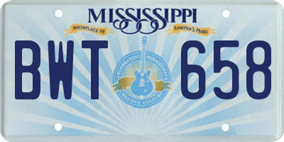 MS license plate BWT658