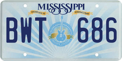 MS license plate BWT686