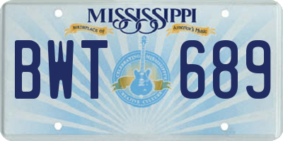 MS license plate BWT689