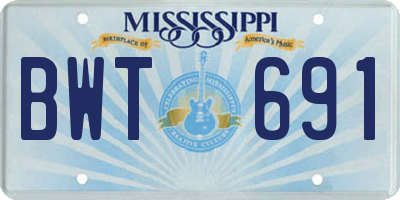 MS license plate BWT691