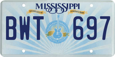 MS license plate BWT697