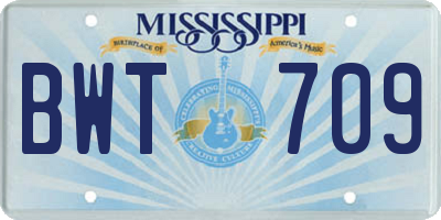 MS license plate BWT709