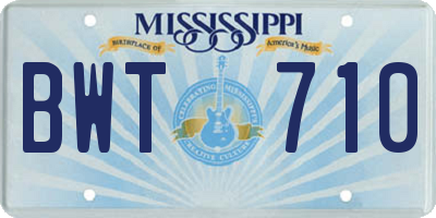 MS license plate BWT710
