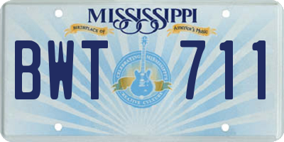 MS license plate BWT711