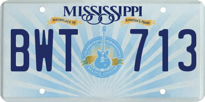 MS license plate BWT713