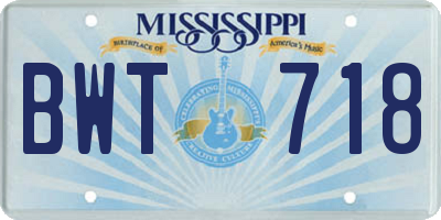 MS license plate BWT718