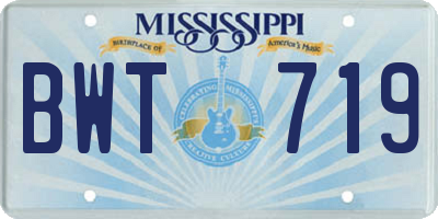 MS license plate BWT719