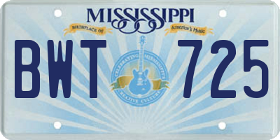 MS license plate BWT725