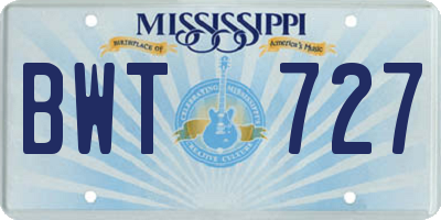 MS license plate BWT727