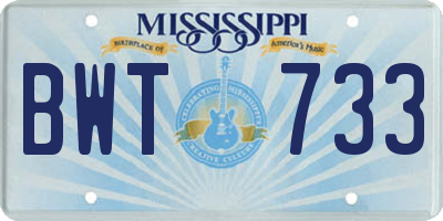 MS license plate BWT733