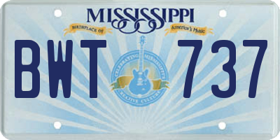 MS license plate BWT737
