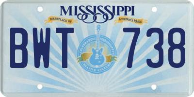 MS license plate BWT738
