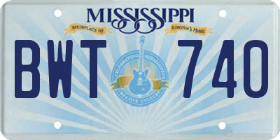 MS license plate BWT740