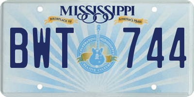 MS license plate BWT744