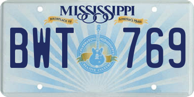 MS license plate BWT769