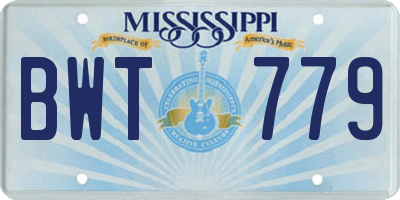 MS license plate BWT779