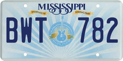 MS license plate BWT782