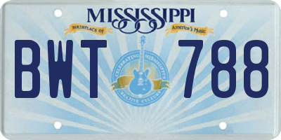 MS license plate BWT788