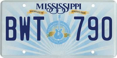 MS license plate BWT790