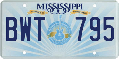 MS license plate BWT795