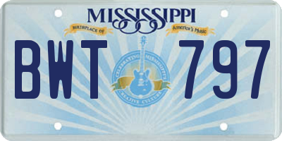 MS license plate BWT797