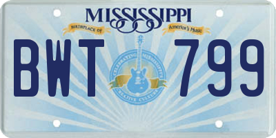 MS license plate BWT799