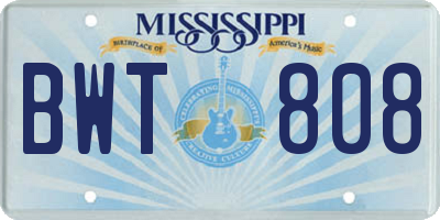 MS license plate BWT808