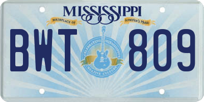 MS license plate BWT809