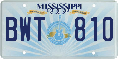 MS license plate BWT810