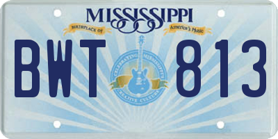 MS license plate BWT813