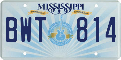 MS license plate BWT814