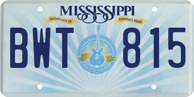 MS license plate BWT815
