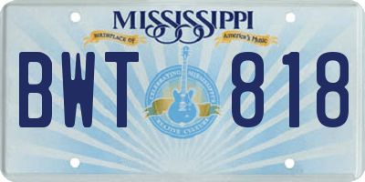MS license plate BWT818