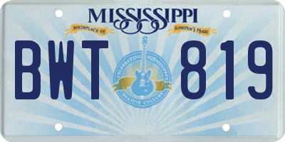 MS license plate BWT819