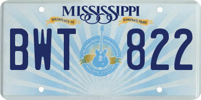 MS license plate BWT822