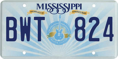 MS license plate BWT824