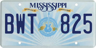 MS license plate BWT825