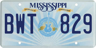 MS license plate BWT829