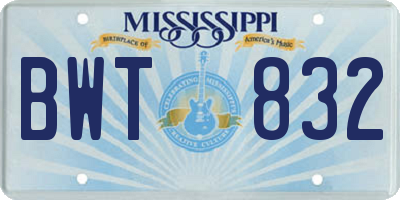 MS license plate BWT832