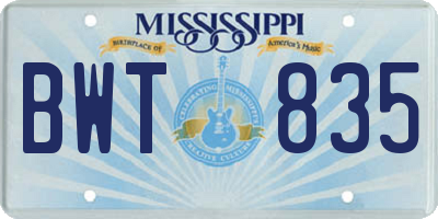 MS license plate BWT835